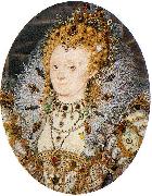 Portrait miniature of Elizabeth I of England with a crescent moon jewel in her hair